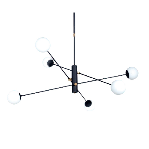 Colgante de 6 luces G9 con lámpara 4W incluída negro